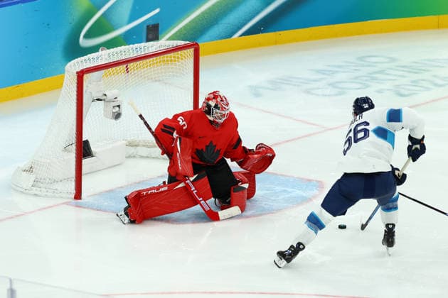 February 20, 2026, Milan, Italy: ERIK HAULA scores Finland s second goal during men s semifinal hockey game against Canada at the 2026 Milano Cortina Olympics. Olympics 2026: Milano Cortina: Ice hockey, Eishockey Men s Semifinal CAN:FIN  - ZUMAc179 20260220_oly_c179_040 Copyright: xMickaelxChavetx