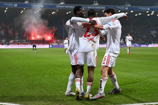 Mohamed Ali Zoma (1. FC Nuernberg) Torjubel, jubelt mit seiner Mannschaft nach dem Treffer zum 0:1 waehrend des spiels der 2. Bundesliga zwischen VfL Bochum und 1. FC Nürnberg, Vonovia Ruhrstadion am 20. February 2026 in Bochum, Deutschland. (Foto von Ralf Treese DeFodi Images) +++ Mohamed Ali Zoma (1. FC Nuernberg) celebrates after scoring his team™s first goal with teammates during the 2. Bundesliga match between VfL Bochum and 1. FC Nürnberg at Vonovia Ruhrstadion on February 20, 2026 in Bochum, Germany. (Photo by Ralf Treese DeFodi Images) (Photo by Ralf Treese DeFodi Images) -