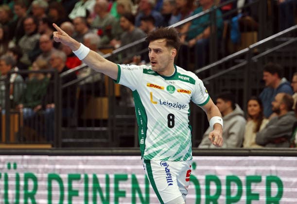 20.02.2026, xovx, Handball Daikin Handball Bundesliga, HSG Wetzlar - SC DHfK Leipzig Jubel bei Lucas Krzikalla (SC DHfK Leipzig) Wetzlar Buderus-Arena Hessen Deutschland (DE)