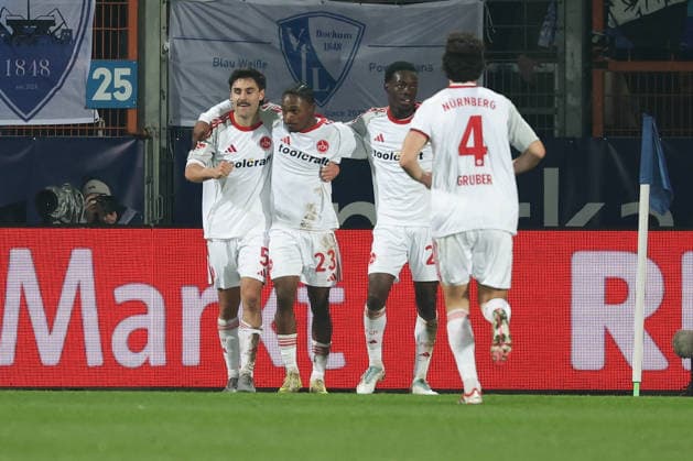 Bochum, Germany, 20.02.26, Mohamed Ali Zoma (1.FC Nuernberg) jubelt nach seinem Tor zum 0:1 mit seiner Mannschaft während des Spiels der 2. Bundesliga zwischen VfL 1848 Bochum - 1. FC Nuernberg im Vonovia Ruhrstadion in Bochum. (Photo by Joachim Bywaletz) DFB DFL REGULATIONS PROHIBIT ANY USE OF PHOTOGRAPHS AS IMAGE SEQUENCES AND OR QUASI-VIDEO.