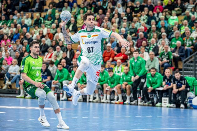 Handball Bundesliga; HSG Wetzlar - SC DHfK Leipzig, 20.02.26 Dean Bombac (SC DHfK Leipzig, 67), Filip Vistorop (HSG Wetzlar, 4) Handball Bundesliga; HSG Wetzlar - SC DHfK Leipzig: Wetzlar, 20.02.26 Copyright: xBEAUTIFULxSPORTS Roeczeyx