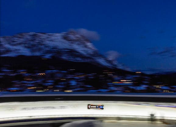 February 20, 2026, Cortina d Ampezzo, Italy: Kaillie Armbruster Humphries and Jasmine Jones break the track record and finish fastest in the first run of the 2-woman bobsleigh at the Milano Cortina 2026 Winter Olympics. Cortina D ampezzo Italy - ZUMAsc5_ 20260220_oly_sc5_001 Copyright: xErichxSchlegelx