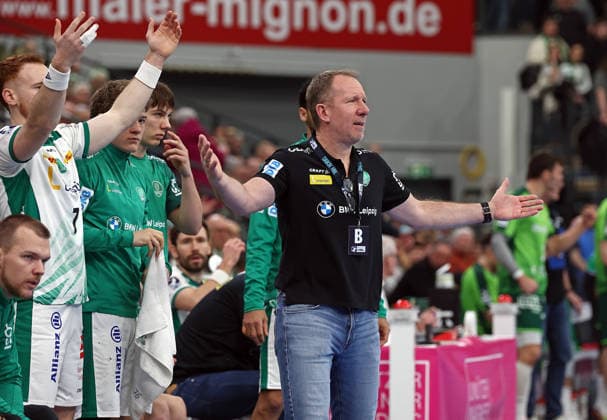 20.02.2026, xovx, Handball Daikin Handball Bundesliga, HSG Wetzlar - SC DHfK Leipzig Trainer Frank Carstens (SC DHfK Leipzig) enttäuscht, enttäuscht schauend Wetzlar Buderus-Arena Hessen Deutschland (DE)
