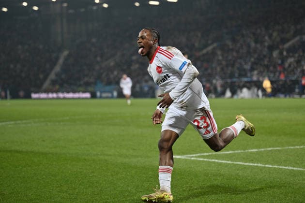 Jubel Ali Zoma (1. FC Nürnberg), 0:1 20.02.2026, Fussball 2. Bundesliga, Saison 2025 2026, 23. Spieltag, VfL Bochum - 1. FC Nürnberg DFL regulations prohibit any use of photographs as image sequences and or quasi-video Bochum Vonovia Ruhrstadion Nordrhein Westfalen Deutschland