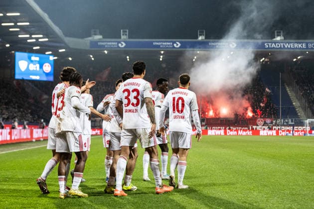 2. Fußball Bundesliga: VfL Bochum - 1. FC Nürnberg; 20.02.2026 1. FC Nürnberg bejubelt das Tor, 0:1 durch Mohamed Alì Zoma (1. FC Nürnberg, 23) 2. Fußball Bundesliga: VfL Bochum - 1. FC Nürnberg; Vonovia-Ruhrstadion, Bochum; 20.02.2026 DFL regulations prohibit any use of photographs as image sequences and or quasi video.