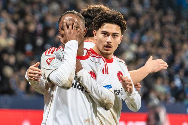 Deutschland: 2. Bundesliga 2025 2026 23. Spieltag, VfL Bochum vs. 1. FC Nürnberg Freitag, 20.02.2026 Vonovia Ruhr Stadion, Nordrhein-Westfalen Tor zum 0:1 durch Mohamed Ali Zoma (1. FC Nürnberg, 23) Jubel Freude Emotionen Torjubel Justin von der Hitz (1. FC Nürnberg, 27)