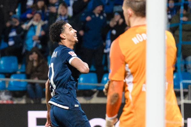 Deutschland: 2. Bundesliga 2025 2026 23. Spieltag, VfL Bochum vs. 1. FC Nürnberg Freitag, 20.02.2026 Vonovia Ruhr Stadion, Nordrhein-Westfalen Tor zum 1:1 durch Francis Onyeka (VfL Bochum, 21) Elfmeter Jubel Freude Emotionen Torjubel