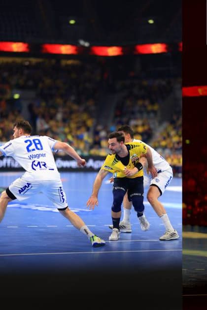 RECORD DATE NOT STATED Szene mit Hendrik Wagner (28; TBV Lemgo) und Steven Plucnar Jacobsen (9; Rhein Neckar Löwen) Szene mit Hendrik Wagner (28; TBV Lemgo) und Steven Plucnar Jacobsen (9; Rhein Neckar Löwen)