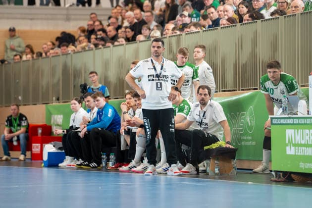 Handball I Herren I Saison 2025-2026 I 2. Bundesliga I 20. Spieltag I HC Oppenweiler Backnang - TUSEM Essen I 20.02.2026 Rui Silva (Trainer, HC Oppenweiler Backnang), rechts daneben Frederick Griesbach (Co-Trainer, HC Oppenweiler Backnang) Backnang Murrtal Arena Baden-Württemberg Deutschland Copyright: xLobeca MaxxPetershansx