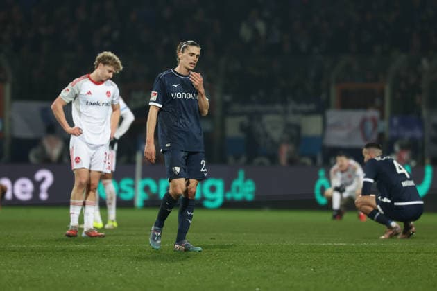 Bochum, Germany, 20.02.26, Noah Loosli (VfL Bochum) guckt enttaeuscht während des Spiels der 2. Bundesliga zwischen VfL 1848 Bochum - 1. FC Nuernberg im Vonovia Ruhrstadion in Bochum. (Photo by Joachim Bywaletz) DFB DFL REGULATIONS PROHIBIT ANY USE OF PHOTOGRAPHS AS IMAGE SEQUENCES AND OR QUASI-VIDEO.