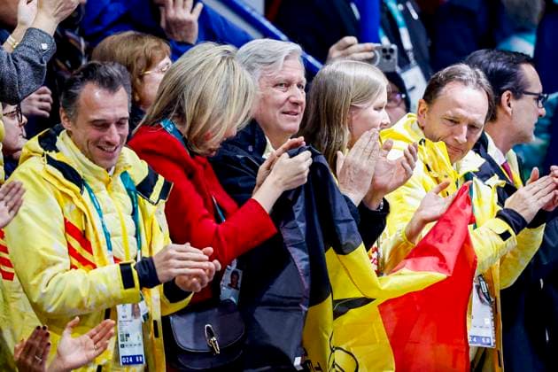 King Philippe of Belgium and Queen Mathilde d Udekem d Acoz of Belgium applauds after Women s 1500m Quarterfinals, Milano Cortina 2026 Winter Olympics: Day 14, Short Track Speed skating, Eisschnelllauf - Milano Cortina 2026 Winter Olympics: Day 14, Milano Speed Skating Stadium, February 20, 2026, Milan, Italy.