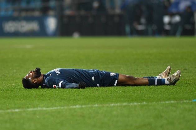 Moritz-Broni Kwarteng (VfL Bochum) am Boden waehrend des spiels der 2. Bundesliga zwischen VfL Bochum und 1. FC Nürnberg, Vonovia Ruhrstadion am 20. February 2026 in Bochum, Deutschland. (Foto von Ralf Treese DeFodi Images) +++ Moritz-Broni Kwarteng (VfL Bochum) on the ground during the 2. Bundesliga match between VfL Bochum and 1. FC Nürnberg at Vonovia Ruhrstadion on February 20, 2026 in Bochum, Germany. (Photo by Ralf Treese DeFodi Images) (Photo by Ralf Treese DeFodi Images) -