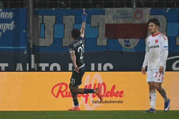 Francis ONYEKA (BO) jubelt nach seinem Tor zum 1-1, Jubel, jubeln, Freude, cheers, Fussball 2. Bundesliga, 23. Spieltag, matchday 23, VfL Bochum (BO) - 1. FC Nuernberg 1- am 20.02.2026, Vonovia Ruhrstadion Bochum Deutschland. DFL regulations prohibit any use of photographs as image sequences and or quasi-video Ã‚Â