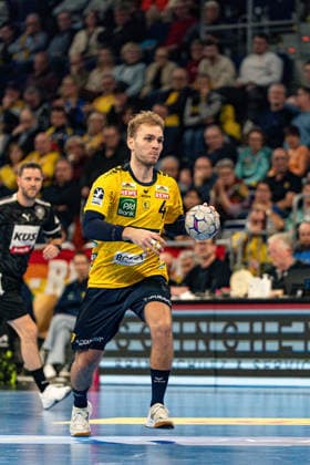 20.02.2026, xdaymx, Handball Daikin HBL, Rhein Neckar Loewen - TBV Lemgo Mathias Rohde Larson (RNL) (DFL DFB REGULATIONS PROHIBIT ANY USE OF PHOTOGRAPHS as IMAGE SEQUENCES and or QUASI-VIDEO) Mannheim