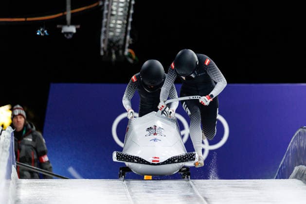 OLYMPICS - Winter Olympic Games, Olympische Spiele, Olympia, OS Milano Cortina 2026 CORTINA D AMPEZZO,ITALY,20.FEB.26 - OLYMPICS, BOBSLEIGH - Winter Olympic Games Milano Cortina 2026, 2-woman, heat 1 and 2. Image shows Katrin Beierl and Christina Simone Williams (AUT).  GEPAxpictures xMaticxKlansek