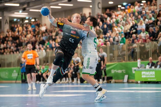 Handball I Herren I Saison 2025-2026 I 2. Bundesliga I 20. Spieltag I HC Oppenweiler Backnang - TUSEM Essen I 20.02.2026 Oskar Kostuj (55, TUSEM Essen) im Wurf Backnang Murrtal Arena Baden-Württemberg Deutschland Copyright: xLobeca MaxxPetershansx