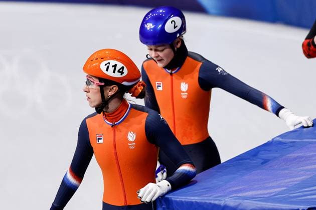 MILAN , 20-02-2026 , Milano Ice Skating Arena , Olympic Winter games, Winterspiele,Spiele, Summer games 2026 - Short Track 20-02 Women 1500m Semifinals , Picture shows Xandra Velzeboer, Suzanne Schulting, disappointed Olympic Winter Games 2026 - Short Track 20-02  x201766069x Copyright: