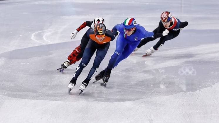 MILAN , 20-02-2026 , Milano Ice Skating Arena , Olympic Winter games, Winterspiele,Spiele, Summer games 2026 - Short Track 20-02 Men 5000m relay Final-A , Picture shows Team Republic of Korea, Netherlands, Canada, Italy Olympic Winter Games 2026 - Short Track 20-02  x201766879x Copyright: