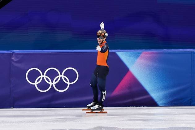 MILAN , 20-02-2026 , Milano Ice Skating Arena , Olympic Winter games, Winterspiele,Spiele, Summer games 2026 - Short Track 20-02 Men 5000m relay Final-A , Picture shows Team Netherlands (gold), Jens van t Wout Olympic Winter Games 2026 - Short Track 20-02  x201767268x Copyright:
