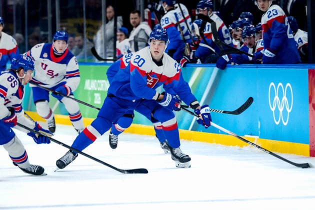 OLYMPICS - Winter Olympic Games, Olympische Spiele, Olympia, OS Milano Cortina 2026 MILAN,ITALY,20.FEB.26 - OLYMPICS, Ice hockey, Eishockey - Winter Olympic Games Milano Cortina 2026, semifinal, USA vs Slovakia, men. Image shows Juraj Slafkovsky (SVK).  GEPAxpictures xMatthiasxTrinkl