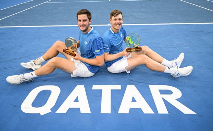 Qatar ExxonMobil Open 2026 Doubles Finals, winners Harri Heliovaara (r, FIN) with Henry Patten (GBR) Doubles Finals