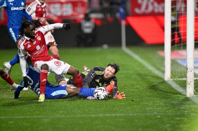 Stade Brestois 29 v Olympique de Marseille - Ligue 1 McDonald s 2025 2026 02 Bradley LOCKO (sb29) - 30 Gregoire COUDERT (sb29) during the Ligue 1 McDonald s match between Brest and Marseille at Stade Francis-Le Ble on February 20, 2026 in Brest, France. Brest France  Copyright: xFEPx 776461932