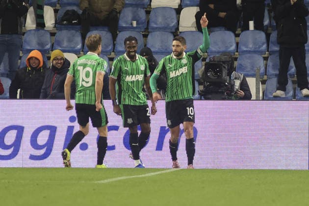 Domenico Berardi of US Sassuolo celebrates after scoring second goal during US Sassuolo vs Hellas Verona, 26Â° Serie A Enilive 2025-26 game at Mapei stadium - Citta del Tricolore in Reggio nell Emilia (RE), Italy, on February 20, 2026.  Copyright: xDavidexCasentini IPAxSportx xipa-agency.netx xx IPA_71794748 IPA_Agency_IPA71794748