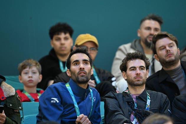 Winter Olympics - Martin Fourcade And Julien Fritsch At Ice hockey, Eishockey Arena Martin Fourcade and Julien Fritsch in the stands during the men s ice hockey semifinal between Canada and Finland during the 2026 Winter Olympics, in Milan, Italy on February 20, 2026. Photo by JMP ABACAPRESS.COM Milan Italy  Copyright: xJMP ABACAx
