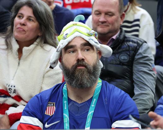 February 20, 2026, Milan, Lombardy, Italy: Jason Kelce was in attendance at the Team United States and Team Slovakia men s Ice hockey, Eishockey semifinal during the Milano Cortina 2026 Olympic Winter games, Winterspiele,Spiele, Summer games at Milano Santagiulia Ice Hockey Arena. Olympics 2026: Milano Cortina: Ice Hockey-Men Semifinal- USA-SVK  - ZUMAm117 20260220_oly_m117_049 Copyright: xDavidxMcIntyrex