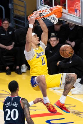 February 20, 2026, Los Angeles, California, USA: Los Angeles LakersÃ¢â‚¬â ¢ Jaxson Hayes (11) dunks against the Los Angeles Clippers during an NBA, Basketball Herren, USA basketball game at Crypto.com Arena on Friday, Feb. 20, 2026 in Los Angeles. Los Angeles USA - ZUMAc68_ 20260220_zaf_c68_024 Copyright: xRingoxChiux