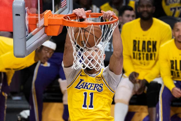 February 20, 2026, Los Angeles, California, USA: Los Angeles LakersÃ¢â‚¬â ¢ Jaxson Hayes (11) dunks against the Los Angeles Clippers during an NBA, Basketball Herren, USA basketball game at Crypto.com Arena on Friday, Feb. 20, 2026 in Los Angeles. Los Angeles USA - ZUMAc68_ 20260220_zaf_c68_041 Copyright: xRingoxChiux