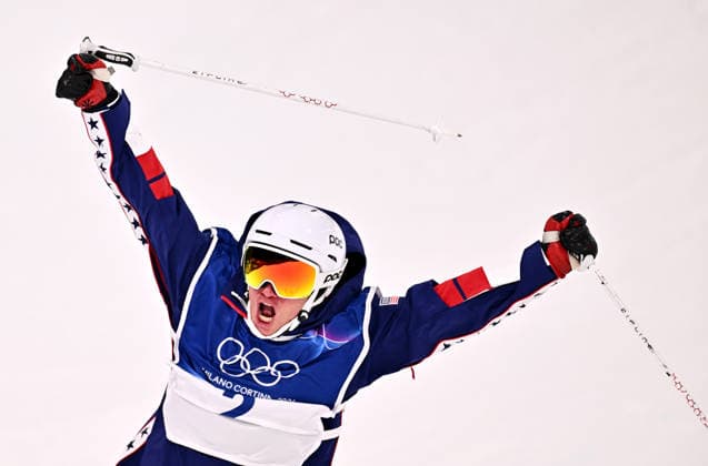 (260221) -- LIVIGNO, Feb. 21, 2026 -- Alex Ferreira of the United States celebrates during the freestyle skiing men s freeski halfpipe final at the Milan-Cortina 2026 Olympic Winter games, Winterspiele,Spiele, Summer games in Livigno, Italy, Feb. 20, 2026. ) (MICO2026)ITALY-LIVIGNO-OLYMPIC WINTER GAMES-FREESTYLE SKIING-MEN S FREESKI HALFPIPE-FINAL ZhangxHongxiang 