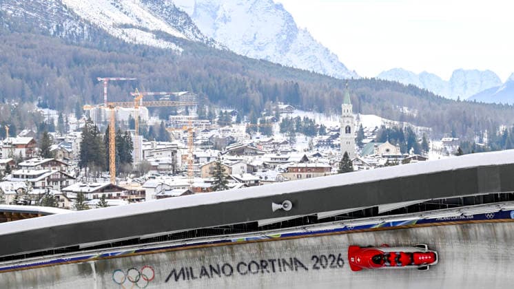 OLYMPICS - Winter Olympic Games, Olympische Spiele, Olympia, OS Milano Cortina 2026 CORTINA D AMPEZZO,ITALY,21.FEB.26 - OLYMPICS, BOBSLEIGH - Winter Olympic Games Milano Cortina 2026, 4-man, heat 1 and 2, men. Image shows Cedric Follador, Luca Rolli, Tim Annen and Omar Vogele (SUI).  GEPAxpictures xAlexanderxSolc