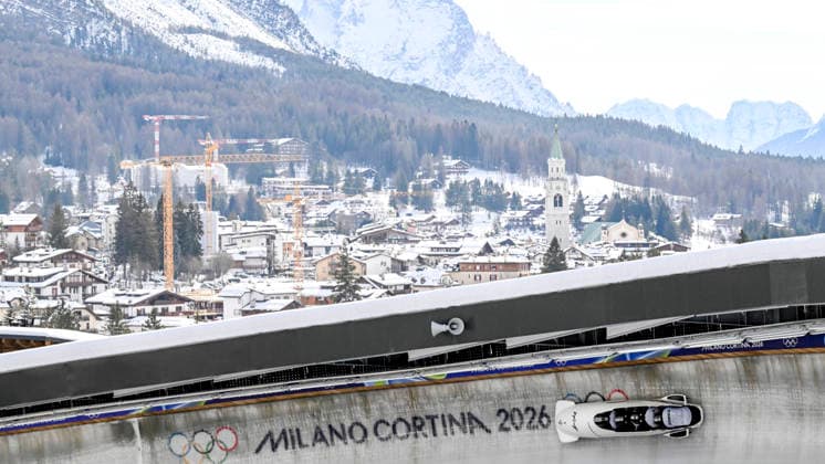 OLYMPICS - Winter Olympic Games, Olympische Spiele, Olympia, OS Milano Cortina 2026 CORTINA D AMPEZZO,ITALY,21.FEB.26 - OLYMPICS, BOBSLEIGH - Winter Olympic Games Milano Cortina 2026, 4-man, heat 1 and 2, men. Image shows Jinsu Kim, Hyeonggeun Kim, Geonu Lee and Sunwook Kim (KOR).  GEPAxpictures xAlexanderxSolc