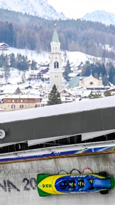 OLYMPICS - Winter Olympic Games, Olympische Spiele, Olympia, OS Milano Cortina 2026 CORTINA D AMPEZZO,ITALY,21.FEB.26 - OLYMPICS, BOBSLEIGH - Winter Olympic Games Milano Cortina 2026, 4-man, heat 1 and 2, men. Image shows Edson Luques Bindilatti, Davidson Henrique de Souza, Rafael Souza da Silva and Luis Bacca Goncalves (BRA).  GEPAxpictures xAlexanderxSolc