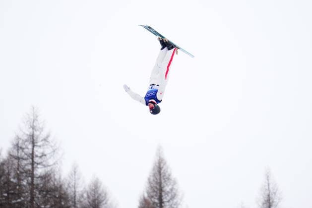 February 21, 2026, Livigno, Italy: Canada s Marion Thenault jumps during the mixed team aerials at the Milano Cortina 2026 Winter Olympic Games, Olympische Spiele, Olympia, OS in Livigno, Italy, Saturday, Feb. 21, 2026. Canada News - February 21, 2026  - ZUMAc35_ 20260221_zaf_c35_001 Copyright: xSeanxKilpatrickx