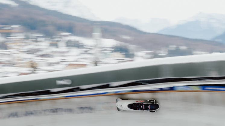 OLYMPICS - Winter Olympic Games, Olympische Spiele, Olympia, OS Milano Cortina 2026 CORTINA D AMPEZZO,ITALY,21.FEB.26 - OLYMPICS, BOBSLEIGH - Winter Olympic Games Milano Cortina 2026, 4-man, heat 1 and 2, men. Image shows Jakob Mandlbauer (AUT), Daniel Bertschler (AUT), Sebastian Mitterer (AUT) and Daiyehan Nichols-Bardi (AUT).  GEPAxpictures xAlexanderxSolc