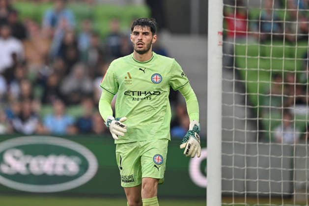AUS: A-League, Round 18, Melbourne City FC v Melbourne Victory FC at AAMI Park, Melbourne, VIC, Australia on 21st February 2026 Patrick Beach (GK) of Melbourne City FC in action during the Melbourne City FC v Melbourne Victory FC match at AAMI Park, Melbourne, VIC, Australia. Copyright: xMarkxAvellinox