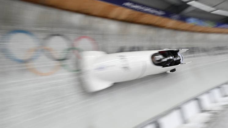 OLYMPICS - Winter Olympic Games, Olympische Spiele, Olympia, OS Milano Cortina 2026 CORTINA D AMPEZZO,ITALY,21.FEB.26 - OLYMPICS, BOBSLEIGH - Winter Olympic Games Milano Cortina 2026, 4-man, heat 1 and 2, men. Image shows Jinsu Kim, Hyeonggeun Kim, Geonu Lee and Sunwook Kim (KOR).  GEPAxpictures xAlexanderxSolc