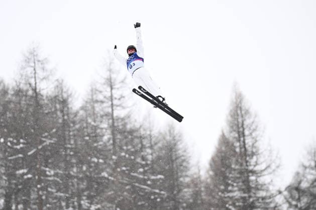 2026 WINTER Olympic Games, Olympische Spiele, Olympia, OS Reilly Flanagan of Australia during the Mixed Team Aerials finals at the Livigno Aerials and Moguls Park on day 15 of the 2026 Milano Cortina Winter Olympic Games in Livigno, Italy, Saturday, February 21, 2026. ( NO ARCHIVING, EDITORIAL USE ONLY LIVIGNO SONDRIO ITALY  Copyright: xDANxHIMBRECHTSx 20260221117122017407