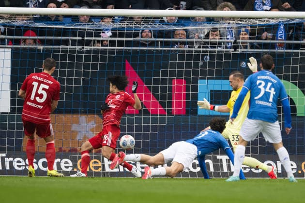 Fraser Hornby (SV Darmstadt 1898, 09) Schießt das Tor zum 1:0, GER, SV Darmstadt 98 vs Fortuna Düsseldorf, Fussball, 2. Bundesliga, 23. Spieltag, Spielzeit 2025 2026, 21.02.2026. DFL regulations prohibit any use of photographs as image sequences and or quasi-video GER, SV Darmstadt 98 vs Fortuna Düsseldorf, Fussball, 2. Bundesliga, 23. Spieltag, Spielzeit 2025 2026, 21.02.2026. Darmstadt