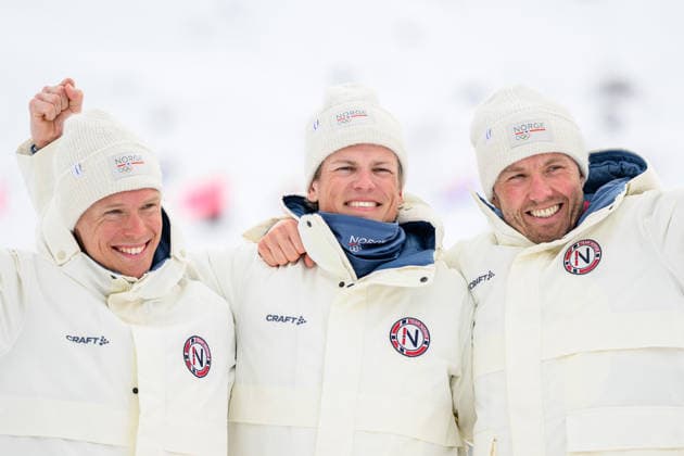 260221 Martin Lowstroem Nyenget, Johannes Hosflot Klaebo and Emil Iversen of Norway celebrate on the podium after men s 50km classic technique cross-country skiing race during day 15 of the 2026 Winter Olympics on February 21, 2026 in Val di Fiemme. Photo: Maxim Thore BILDBYRAN kod MT MT1001 skidor cross-country skiing langrenn Olympic Games, Olympische Spiele, Olympia, OS olympics winter olympics os ol olympiska spel vinter-os olympiske leker milano cortina 2026 milan cortina 2026 milano cortina 2026 olympic games milano cortina 2026 winter olympic games milano cortina-os milano cortina-ol vinter-ol 15 bbeng norge jubel guld silver brons bronze gold gull *** 260221 Martin Lowstroem Nyenget, Johannes Hosflot Klaebo and Emil Iversen of Norway celebrate on the podium after men s 50km classic technique cross country skiing race during day 15 of the 2026 Winter Olympics on February 21, 2026 in Val di Fiemme Photo Maxim Thore BILDBYRAN kod MT MT1001 skidor cross country skiing langrenn olympic games olympics winter olympics os ol olympiska spel vinter os olympiske leker milano cortina 2026 milan cortina 2026 milano cortina 2026 olympic games milano cortina 2026 winter olympic games milano cortina os milano cortina ol vinter ol 15 bbeng norge jubel guld silver bronz bronze gold gull  Copyright: MAXIMxTHORE BB260221MT120
