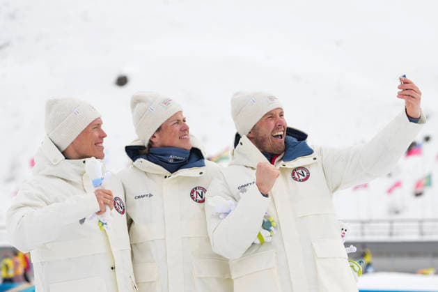 Winter Olympics in Milan Cortina 2026 Val di Fiemme, Italy 20260221. Martin Lowstrom Nyenget, Johannes Hosflot Klaebo and Emil Iversen from Norway after cross-country skiing 50 km Classic Men Tesero CC-Stadium during the Winter Olympics in Milan Cortina 2026. Photo: Lise Aserud NTB Val di Fiemme Italy EDITORIAL USE ONLY. RESTRICTED USE FOR BETTING COMPANIES Ref:_SPOZ0YxNMC3WBo.jpg *** Winter Olympics in Milan Cortina 2026 Val di Fiemme, Italy 20260221 Martin Lowstrom Nyenget, Johannes Hosflot Klaebo and Emil Iversen from Norway after cross country skiing 50 km Classic Men Tesero CC Stadium during the Winter Olympics in Milan Cortina 2026 Photo Lise Aserud NTB Val di Fiemme Italy EDITORIAL USE ONLY RESTRICTED USE FOR BETTING COMPANIES  Copyright: xLisexAserudxx xNTBx