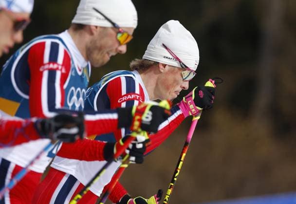 Milan Cortina Olympics: Cross-country skiing Norwegian cross-county skier Johannes Hoesflot Klaebo (R) competes en route to winning gold in the men s 50km mass start classic at the Milan Cortina Olympics at Tesero Cross-Country Skiing Stadium in Tesero, Italy, on Feb. 21, 2026.  A14AA0005310858P