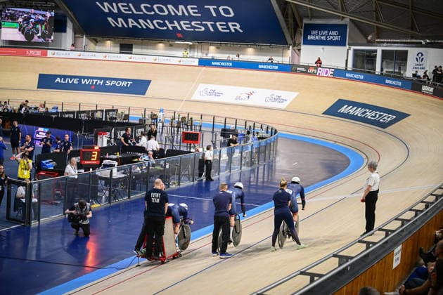 2026 British Cycling Lloyds National Track Championships Picture by Olly Hassell SWpix.com - 21 02 2026 - 2026 British Cycling Lloyds National Track Championships - National Cycling Centre, Manchester, England - Sprint - M Para B Qualifying - Team Inspired B Start Gate Copyright: x xSWpix.comx(t axPhotographyxHubxLtd)xOllyxHassell SWpix.comx SWP-3203-0580