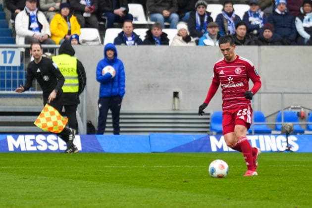 2. Bundesliga: SV Darmstadt 98 vs Fortuna Düsseldorf, Merck-Stadion am Böllenfalltor, 21.02.2026 Torschuss von Shinta Appelkamp (Fortuna Düsseldorf, 23) 2. Bundesliga: SV Darmstadt 98 vs Fortuna Düsseldorf, Merck-Stadion am Böllenfalltor, 21.02.2026 DFB DFL REGULATIONS PROHIBIT ANY USE OF PHOTOGRAPHS AS IMAGE SEQUENCES AND OR QUASI-VIDEO.