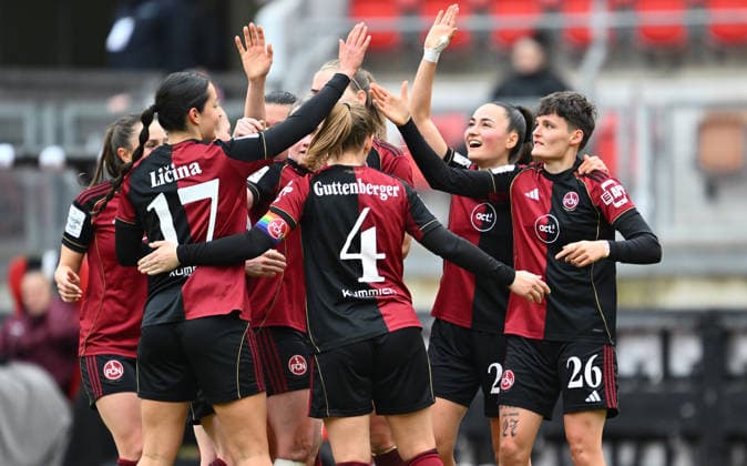 21.02.2026 - Fussball - Saison 2025 2026 - 1. Google Pixel Frauen Bundesliga - 19. Spieltag: 1. FC Nürnberg FCN ( Club Clubfrauen ) - FC Carl Zeiss Jena - Sportfoto Zink - xwoxzix - Torjubel Jubel Freude nach Treffer Tor Torschuß zum 5:0 durch Aneta Polaskova (26, 1. FC Nürnberg FCN ) -