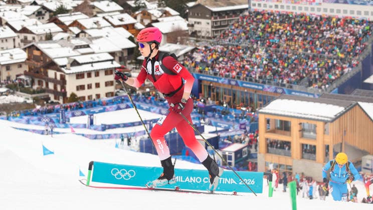 OLYMPICS - Winter Olympic Games, Olympische Spiele, Olympia, OS Milano Cortina 2026 BORMIO,ITALY,21.FEB.26 - OLYMPICS, SKI MOUNTAINEERING - Winter Olympic Games Milano Cortina 2026, Skicross, mixed relay, final. Image shows Jon Kistler (SUI).  GEPAxpictures xHaraldxSteiner