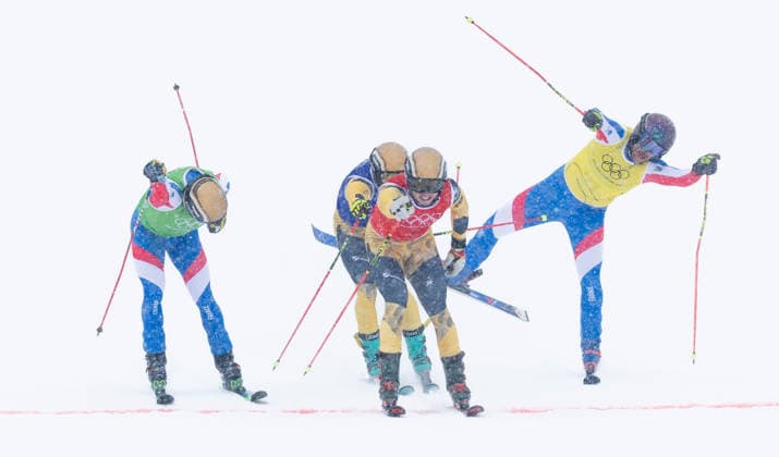 OLYMPICS - Winter Olympic Games, Olympische Spiele, Olympia, OS Milano Cortina 2026 LIVIGNO,ITALY,21.FEB.26 - OLYMPICS, FREE SKI, FREESTYLE SKIING - Winter Olympic Games Milano Cortina 2026, Skicross, men, final. Image shows Florian Wilmsmann (GER), Cornel Renn (GER), Terence Tchiknavorian (FRA) and Youri Duplessis-Kergomard (FRA)  GEPAxpictures xWolfgangxGrebien