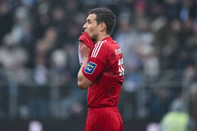 Tim Oberdorf (Fortuna Duesseldorf, 15) ist enttäuscht über die Niederlage, GER, SV Darmstadt 98 vs Fortuna Düsseldorf, Fussball, 2. Bundesliga, 23. Spieltag, Spielzeit 2025 2026, 21.02.2026. DFL regulations prohibit any use of photographs as image sequences and or quasi-video GER, SV Darmstadt 98 vs Fortuna Düsseldorf, Fussball, 2. Bundesliga, 23. Spieltag, Spielzeit 2025 2026, 21.02.2026. Darmstadt